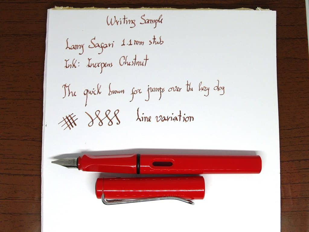 Red-Lamy-Safari-1.1mm-Stub-Writing-Sample